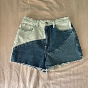 Hollister Two-Tone Jean Shorts in Light and Dark Blue